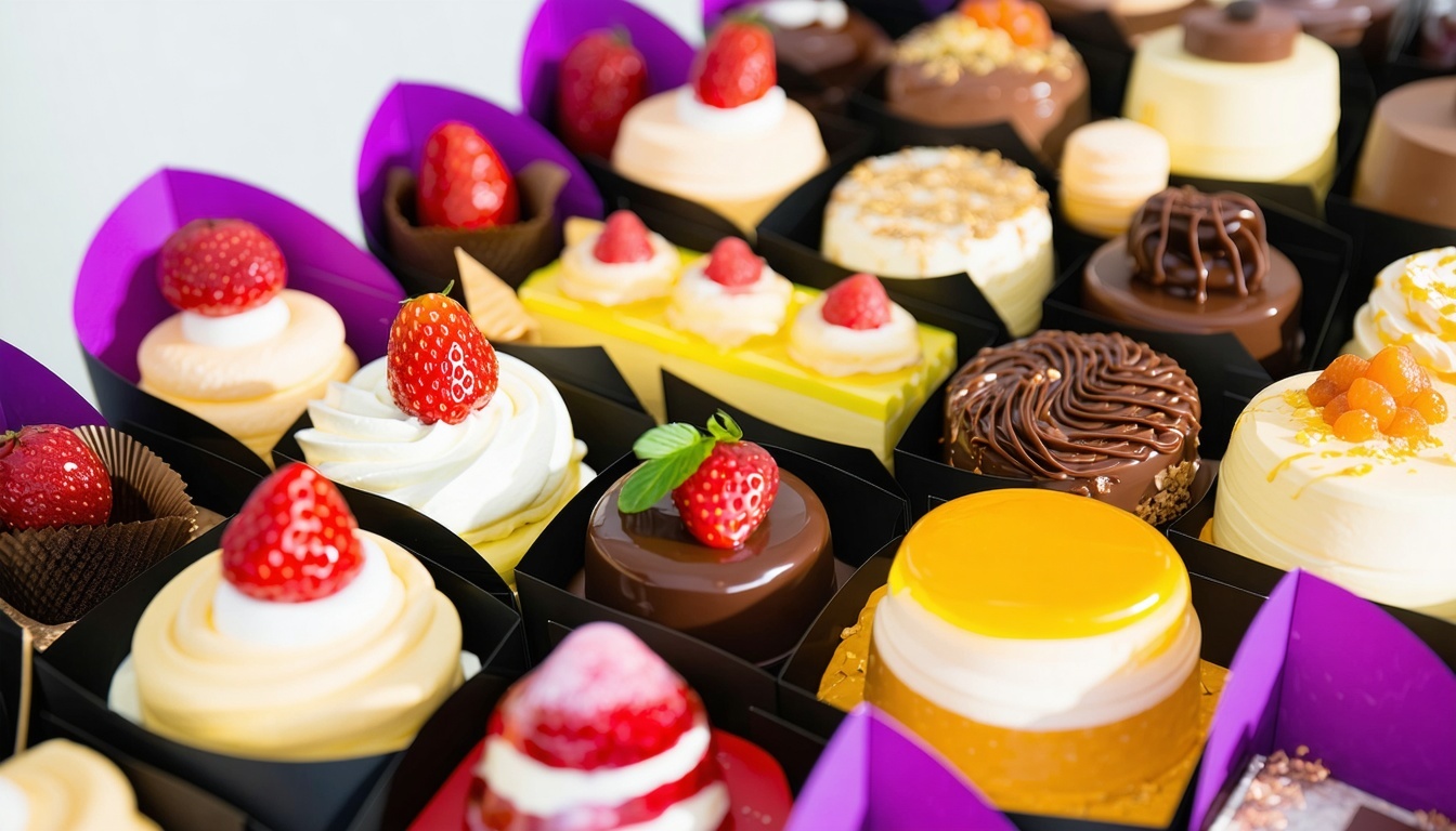 A beautifully arranged assortment of desserts in h