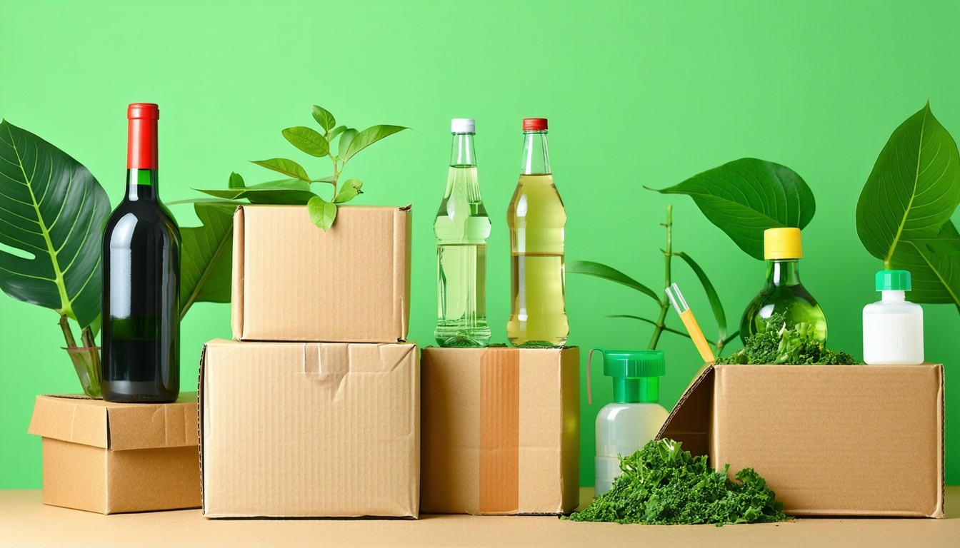 A variety of eco-friendly packaging materials such
