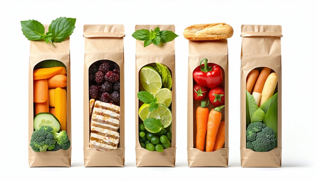 A variety of food products in modern, eco-friendly